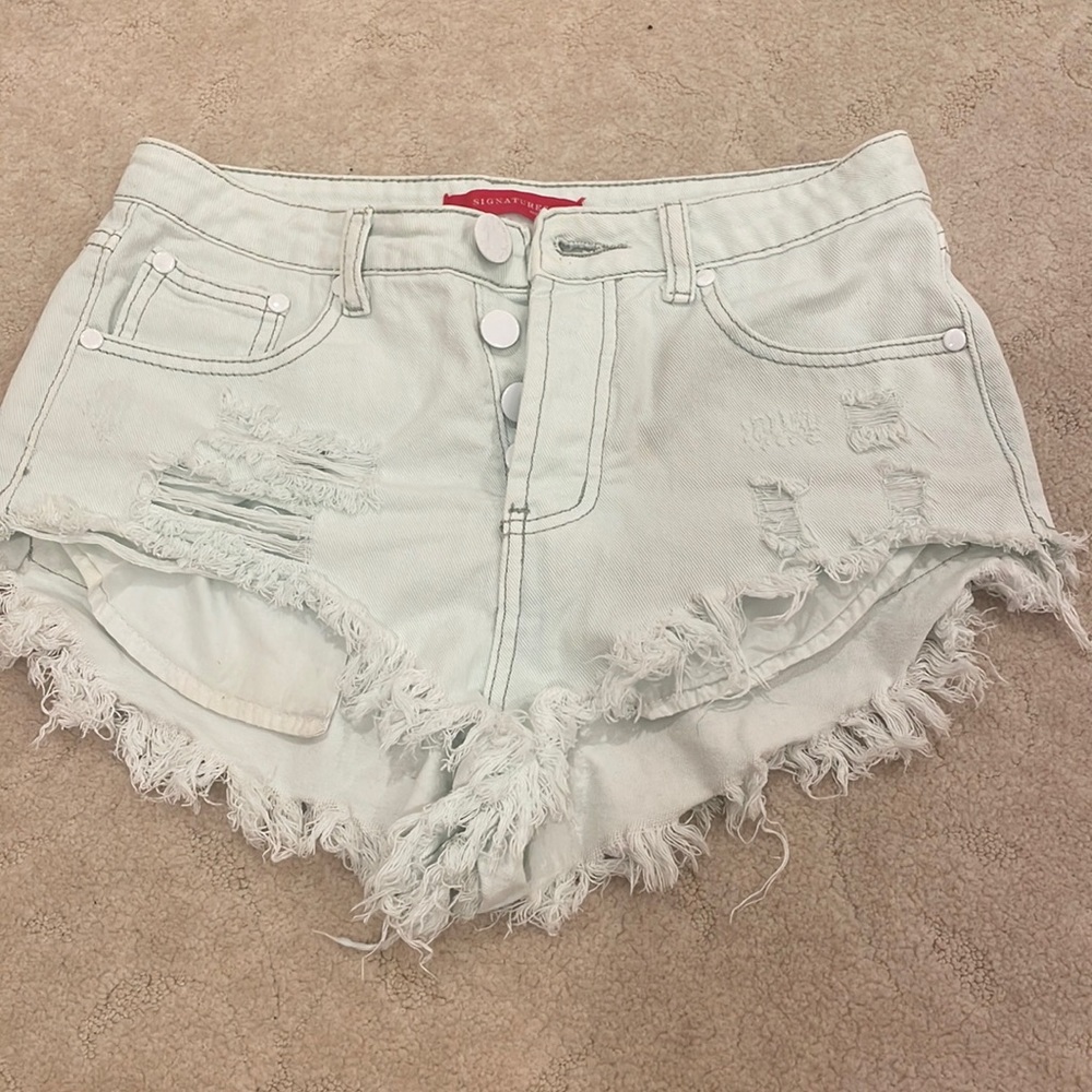 Signature8 Lime Green/White Jean Shorts